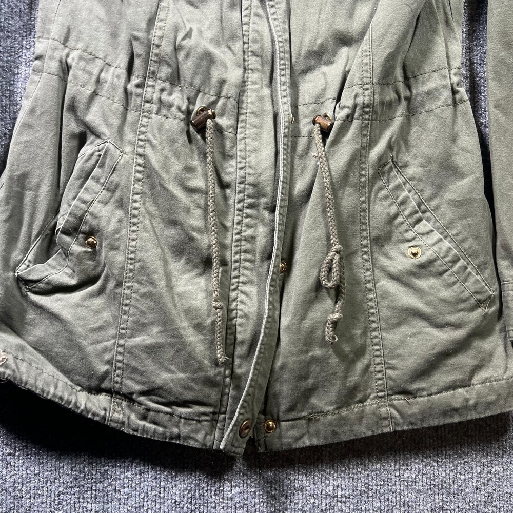 Miss London Black Label Utility Anorak Jacket Womens Small Olive Green Full Zip - Picture 2 of 10